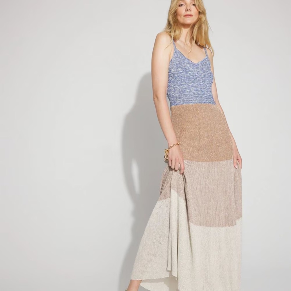 Colorblock Shimmer Sweater Maxi Dress